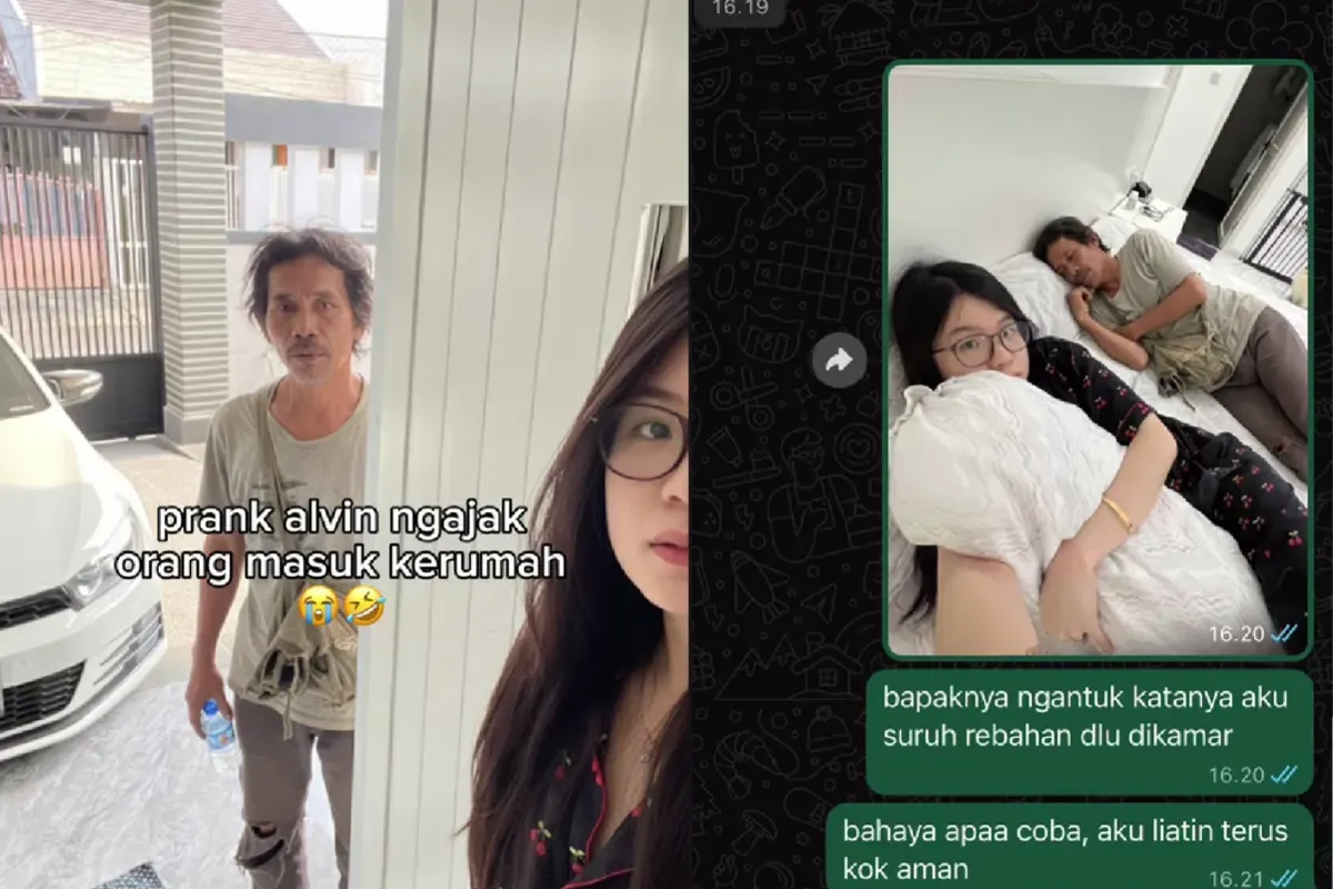 Contoh visual “prank AI” yang memperlihatkan figur tambahan dalam foto rumah, hasil penyuntingan berbasis kecerdasan buatan. (Sumber: Tiktok/@alvinmerry)