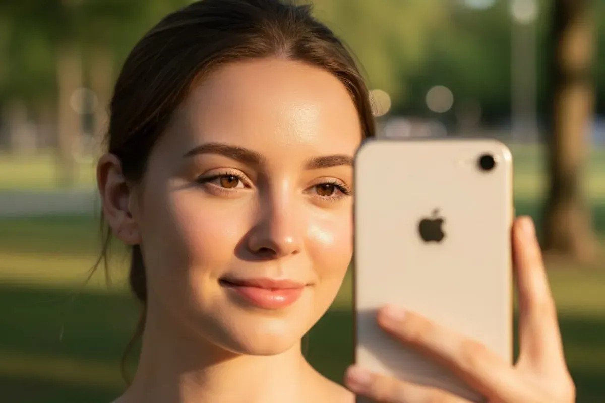 Ilustrasi foto Gemini AI selfie dengan hasil glowing natural. (Sumber: Poskota/Gemini AI)