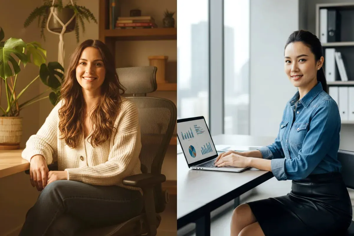 Ilustrasi foto outfit kantor buatan Gemini AI. (Sumber: Poskota/ Gemini AI)