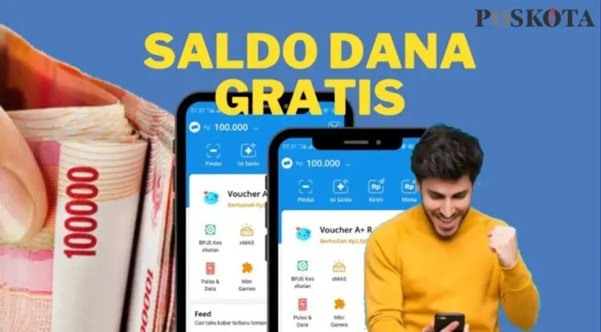 Ilustrasi dapat saldo DANA gratis. (Sumber: Poskota/Mutia Dheza Cantika)