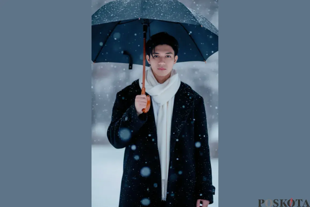 Ubah Foto Jadi ala Orang Korea Pakai Payung di Tengah Salju Pakai Gemini AI (Sumber: TikTok/ajsanityyy)