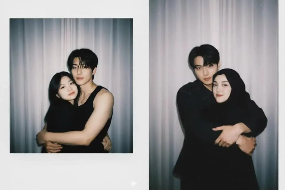 Tren edit foto AI berpelukan dengan Idol K-Pop. (Sumber: TikTok)