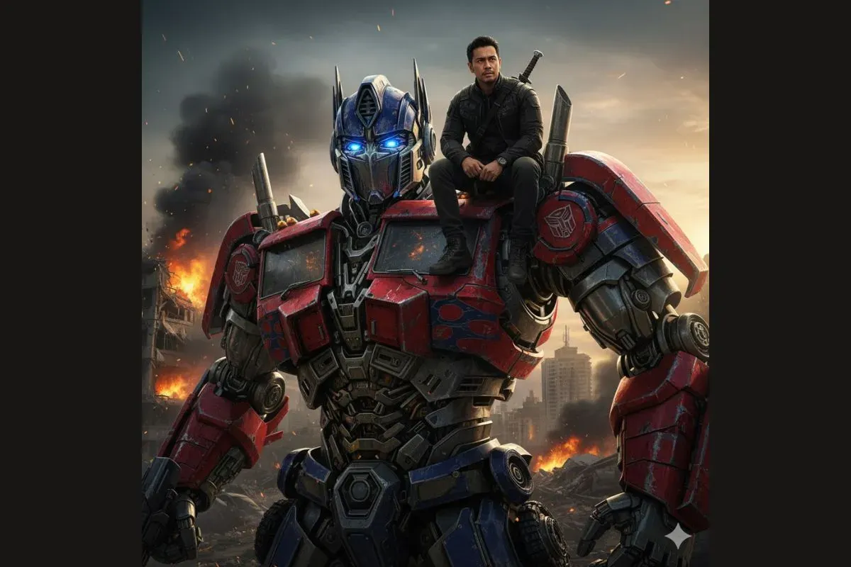 Promt Gemini AI foto bareng Optimus Prime dan Bumblebee (Sumber: Gemini AI)