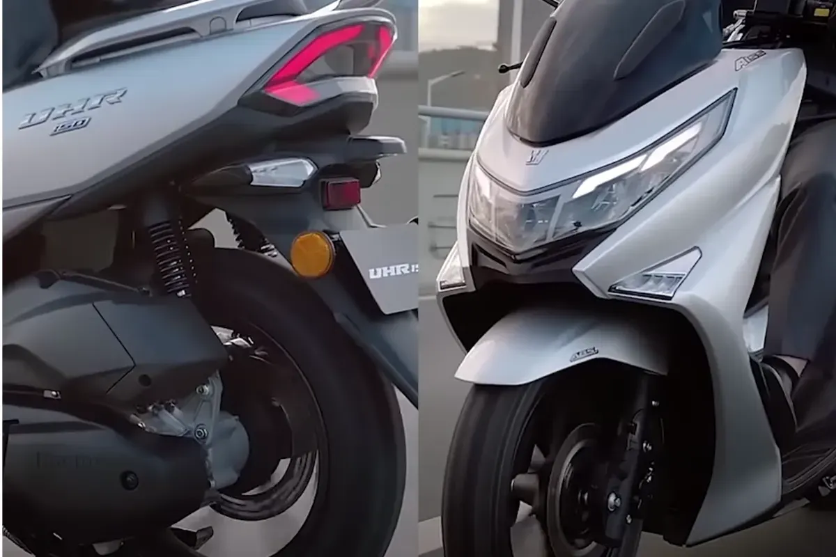 Tampilan render Suzuki Burgman 150 menampilkan desain lebih tajam dan modern, menegaskan posisinya sebagai penantang baru di segmen skutik 150cc. (Sumber: Youtube/@Automotive Info)