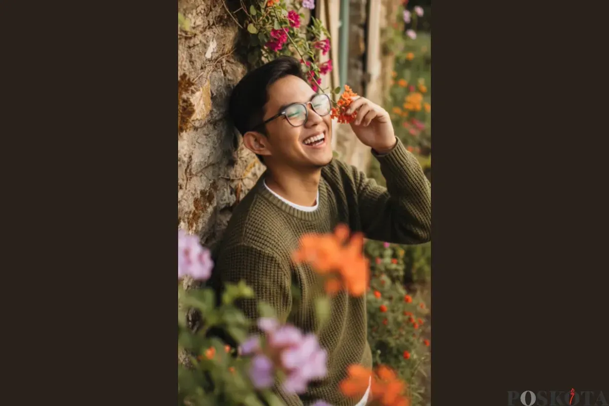 Prompt Gemini AI untuk Edit Foto di Taman Bunga Aesthetic (Sumber: TikTok/matiasberniee)