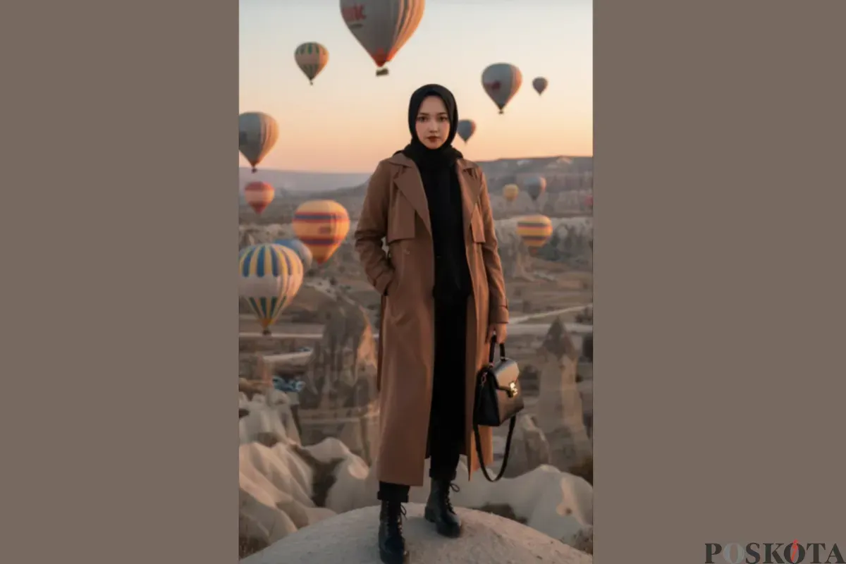 Edit Foto di Cappadocia dengan Latar Belakang Balon Pakai Gemini AI (Sumber: TikTok/talitakhaira)