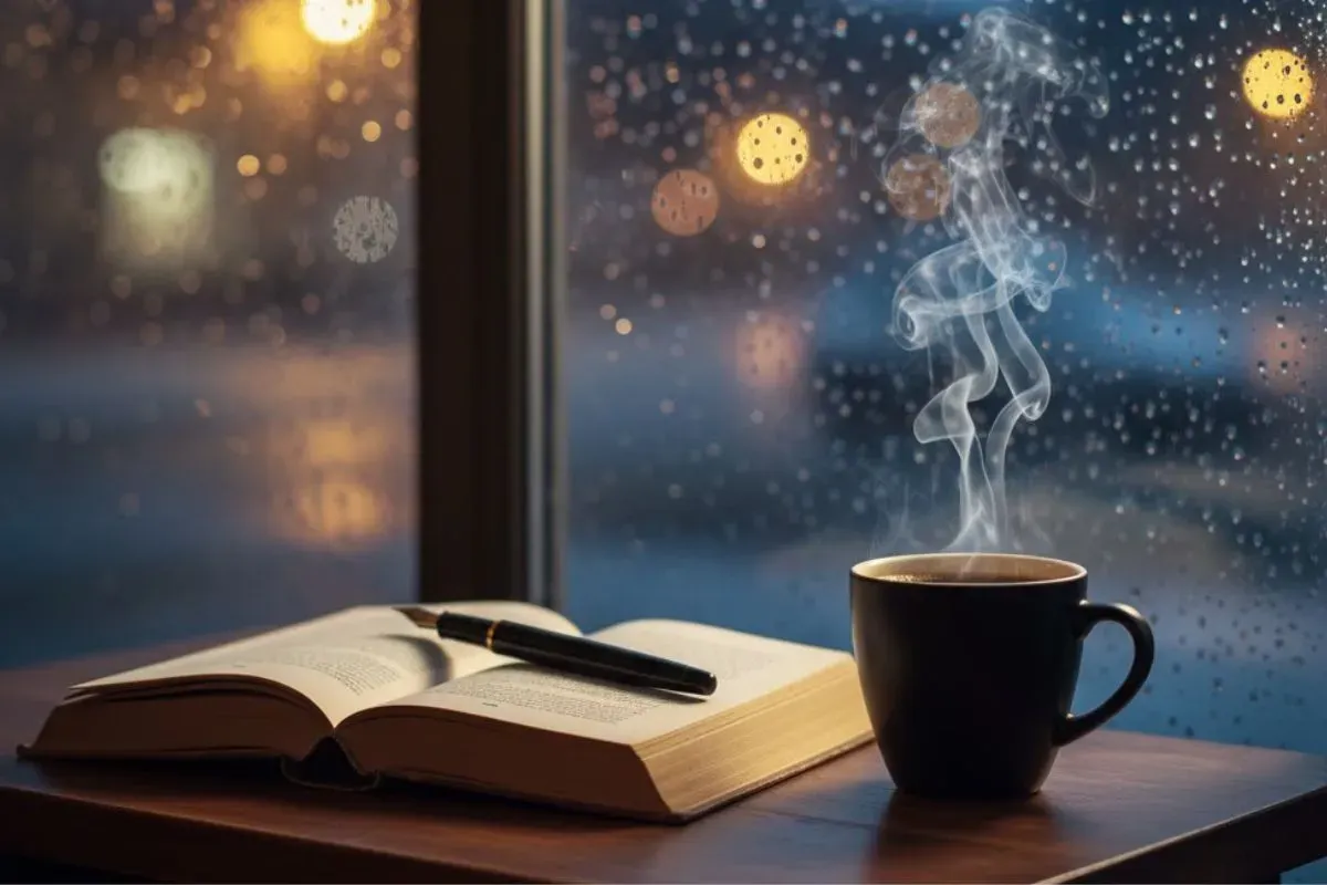 Foto still life buku dan kopi dengan Gemini AI (Sumber: Gemini AI)