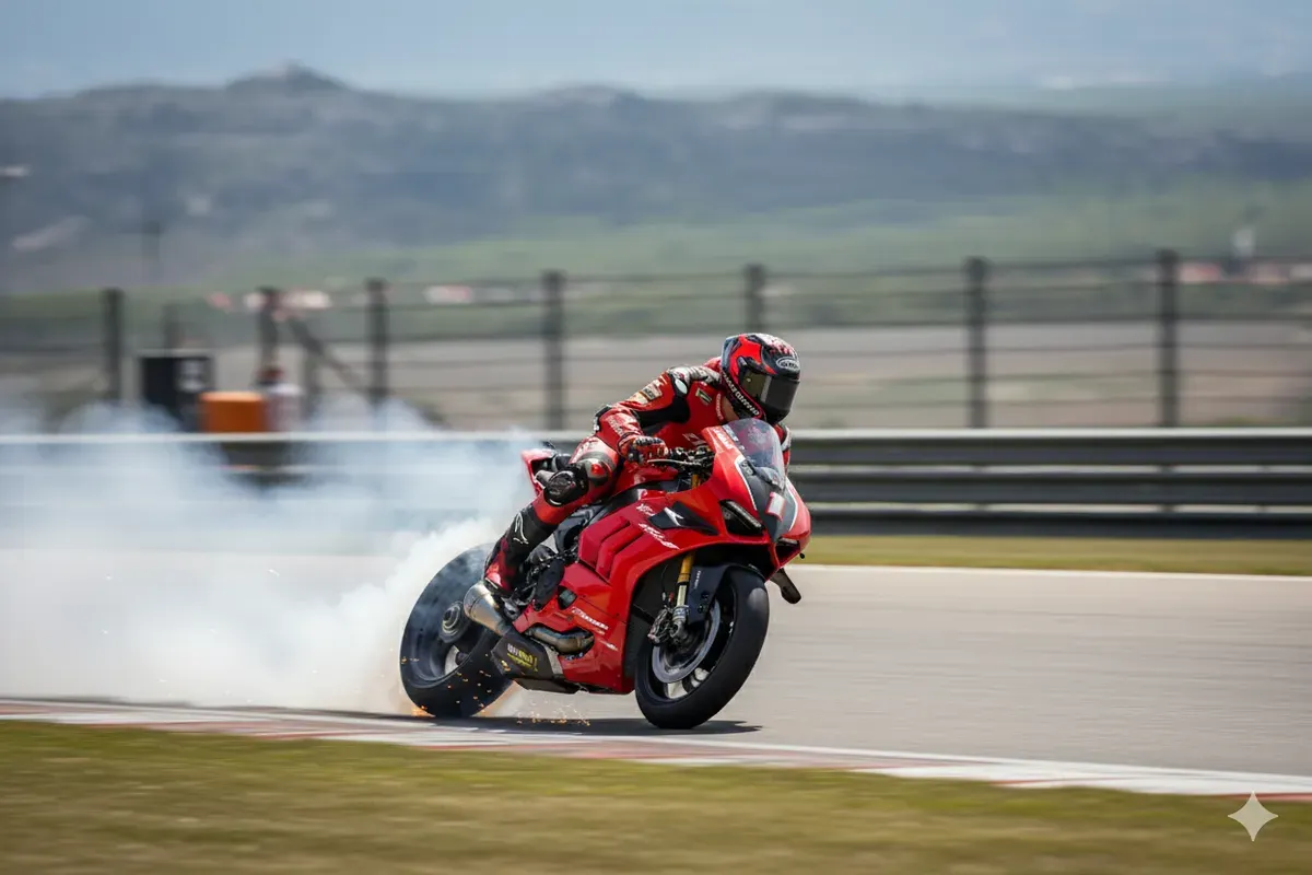 Hasil edit prompt Gemini AI terbaru edit foto cowok bergaya pembalap MotoGP. (Sumber: Freepik)