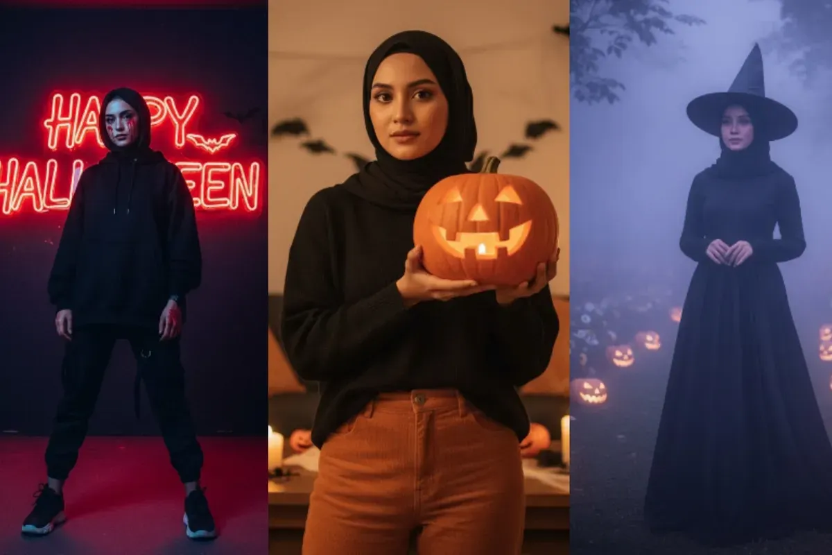 Hasil edit foto tema Halloween pakai Gemini AI. (Sumber: Gemini AI)