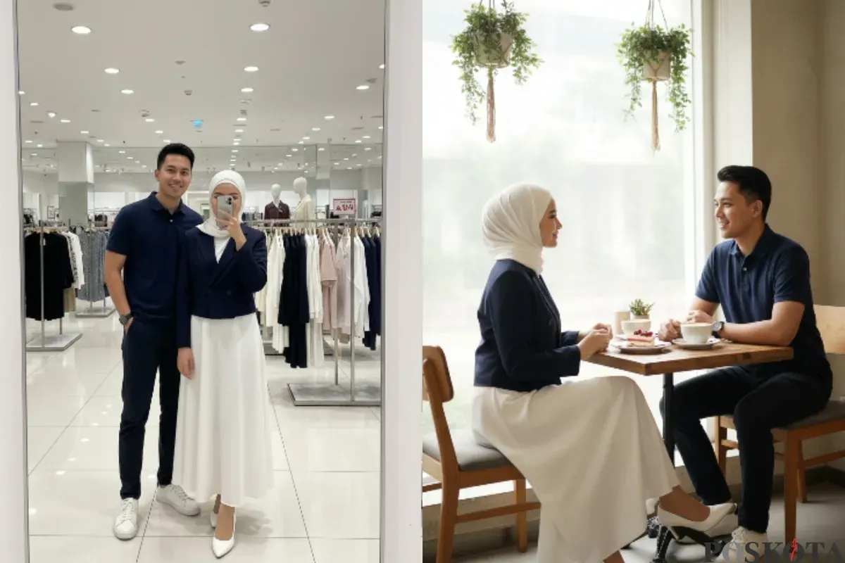 Hasil edit foto bersama pasangan menggunakan prompt Gemini AI. (Sumber: Gemini AI)