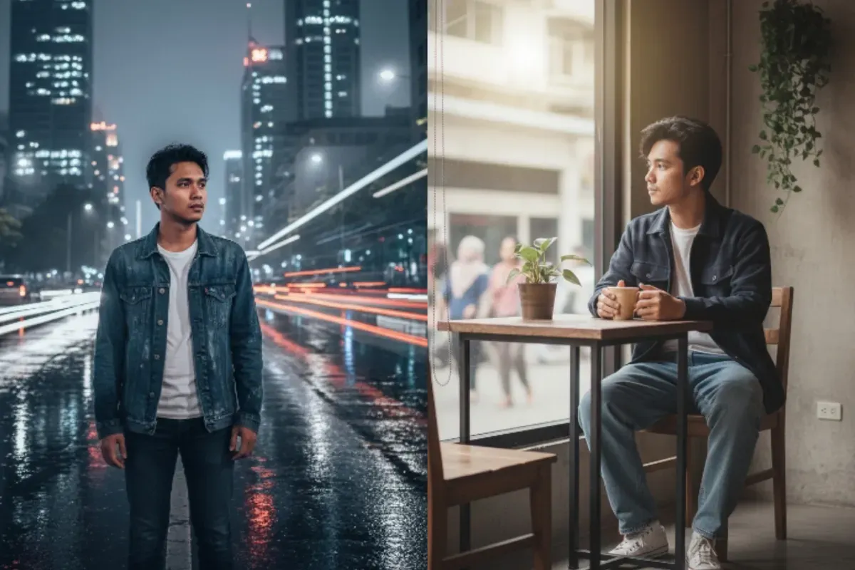 Hasil edit foto pakai prompt Gemini AI dengan tema gaya anak skena. (Sumber: Gemini AI)