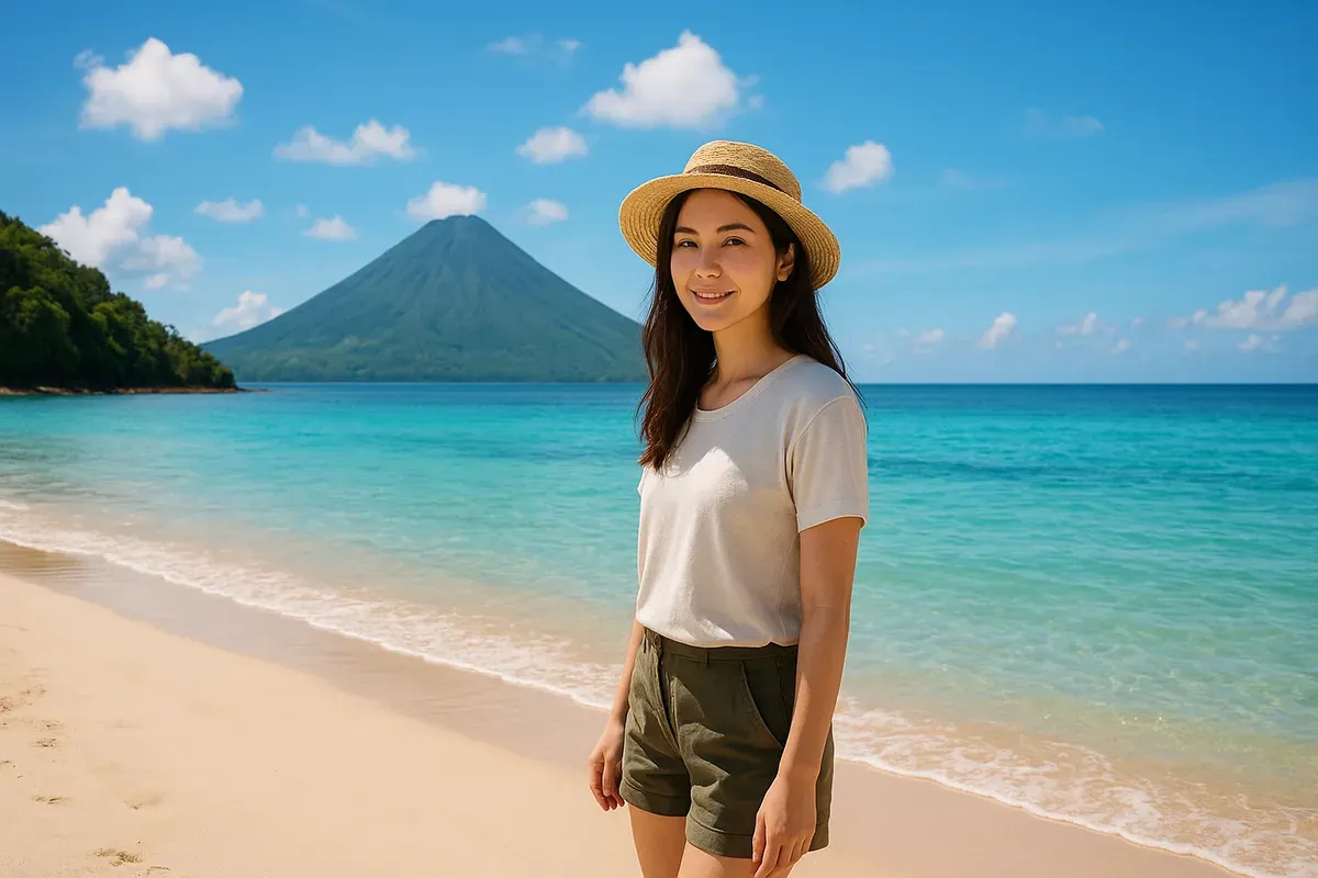 Contoh prompt untuk edit foto sedang liburan di Banda Neira (Sumber: AI)