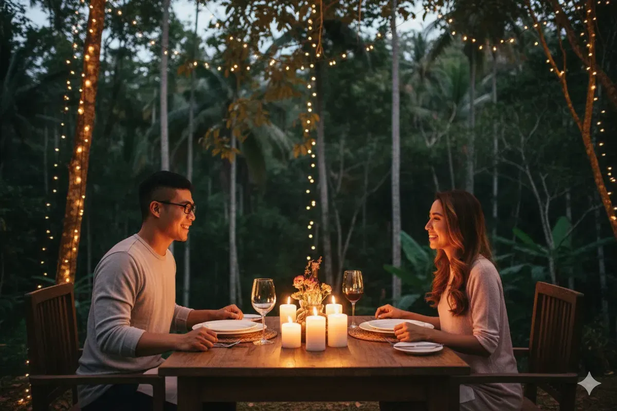 Hasil edit prompt Gemini AI viral foto pasangan jadi lebih romantis di Ubud Bali. (Sumber: Freepik/pressfoto)
