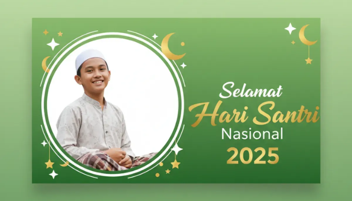 Cara membuat Twibbon Hari Santri 2025 pakai Gemini AI. Temukan 10 prompt AI terbaik untuk hasil desain yang modern, elegan, dan formal. (Sumber: Gemini AI)