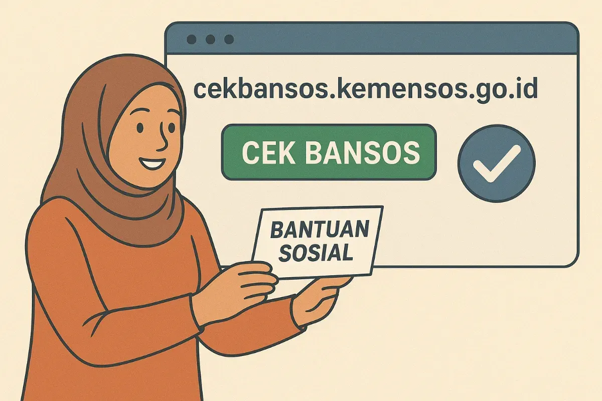 Ilustrasi cek penerima bantuan sosial (bansos) melalui cekbansos.kemensos.go.id. (Sumber: Poskota/ChatGPT)