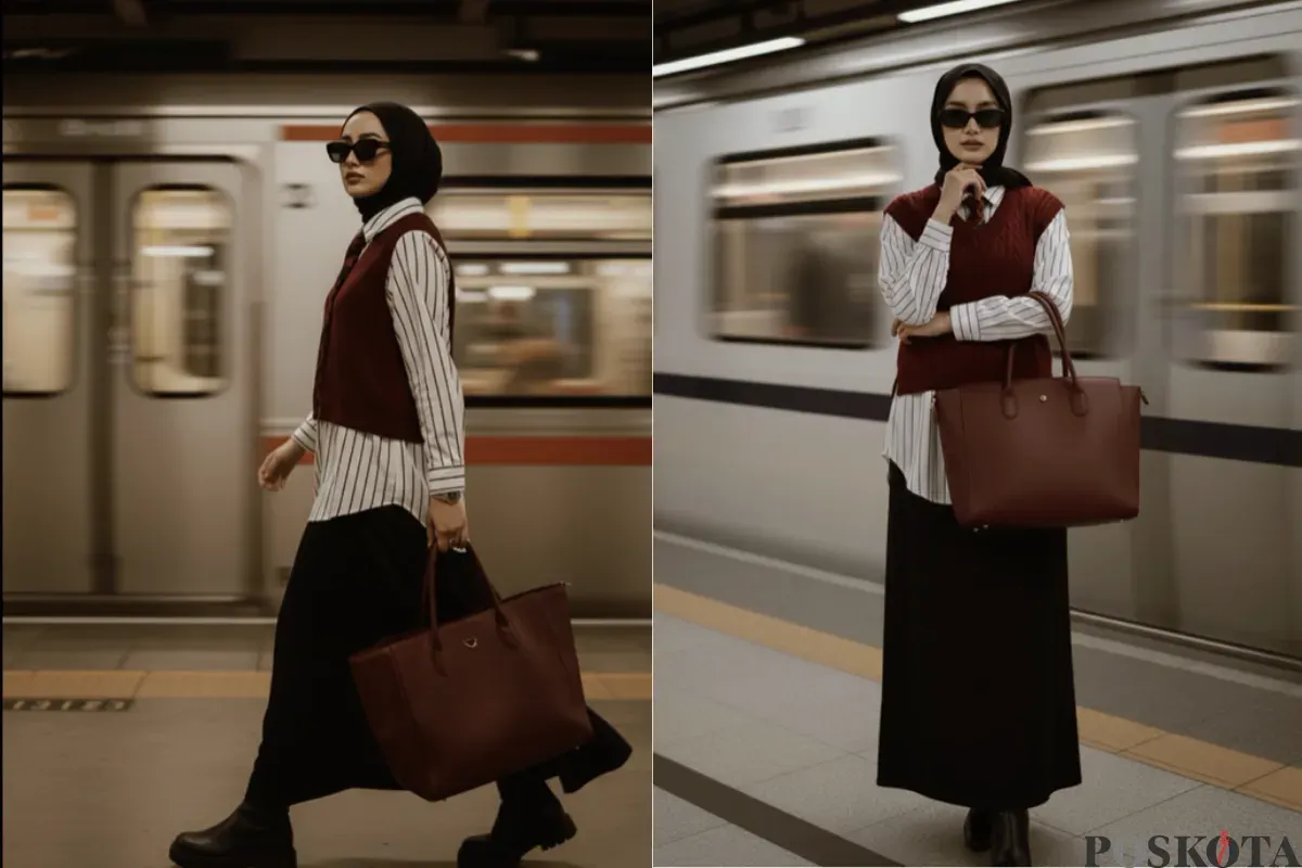 Edit Foto di Stasiun Kereta dengan OOTD Edgy Pakai Gemini AI (Sumber: TikTok/npcapcuttemplate)