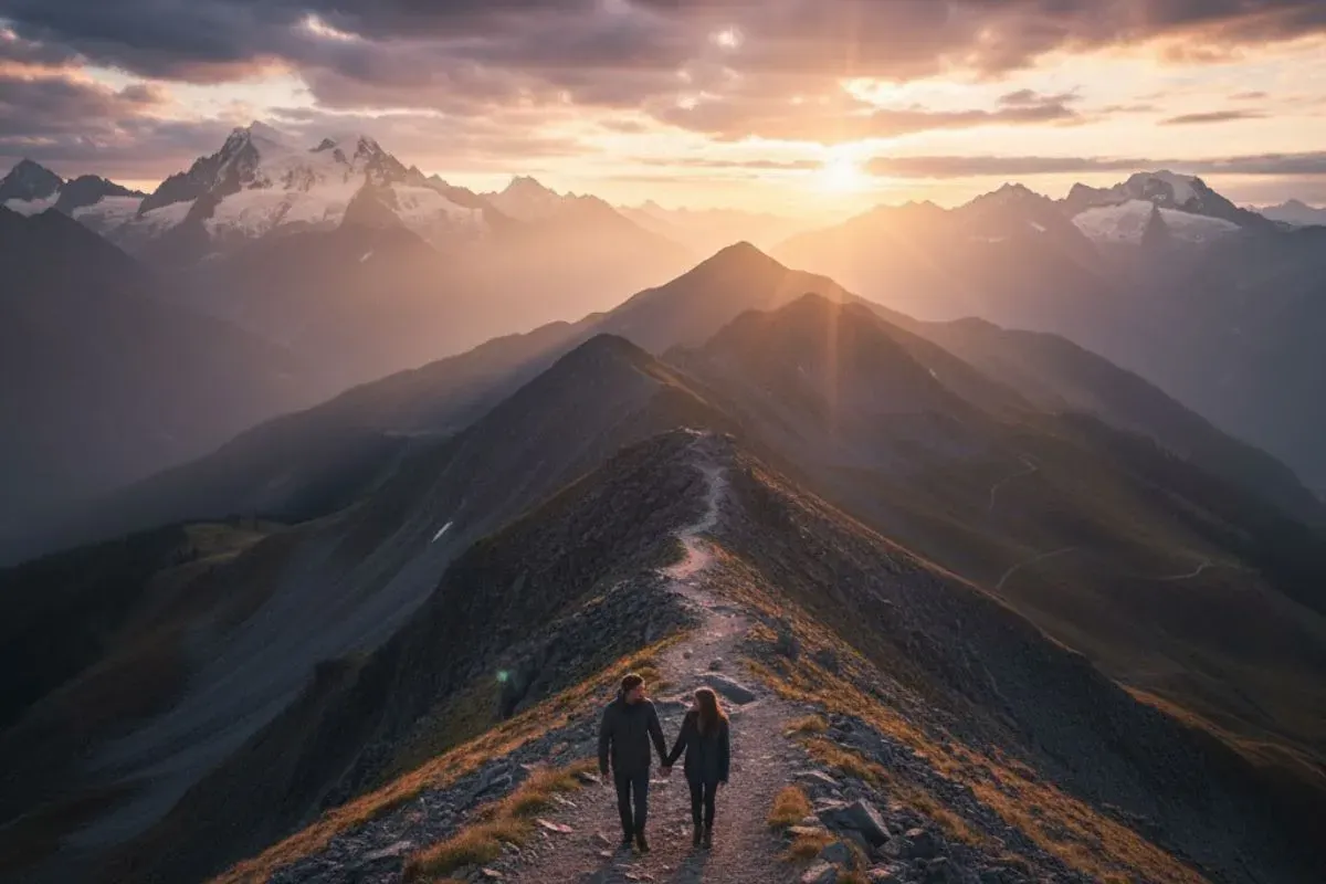 Prompt AI Foto pasangan romantis saat mendaki gunung (Sumber: Gemini AI)
