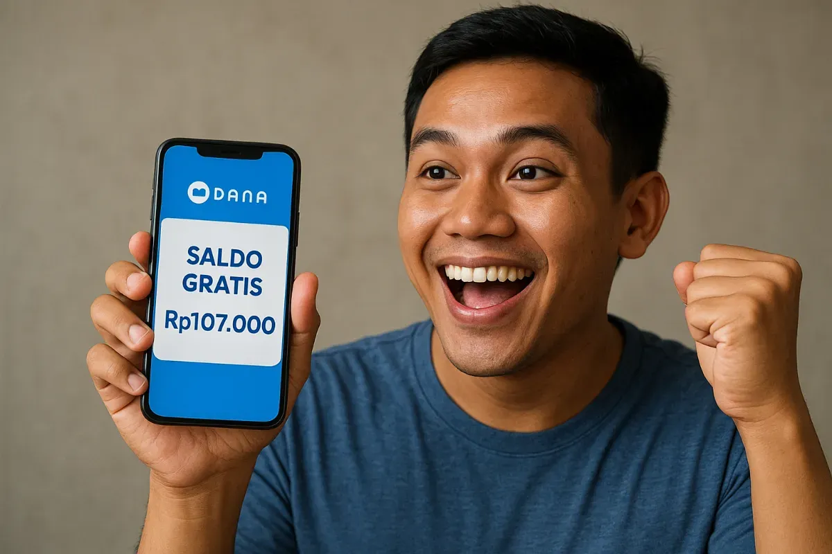 Ilustrasi klaim saldo DANA gratis dari aplikasi penghasil uang. (Sumber: Poskota/ChatGPT)