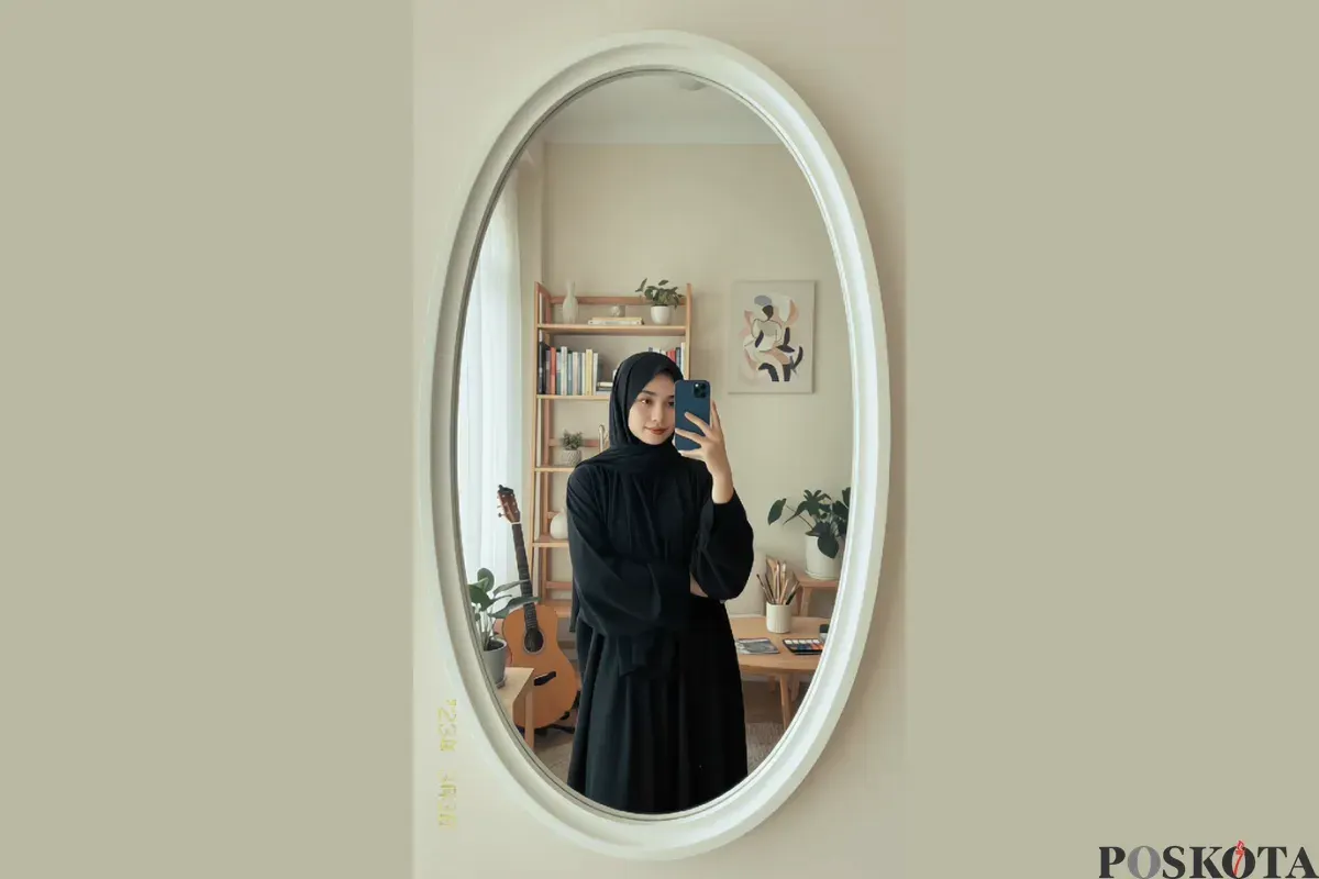 Prompt Edit Foto Mirror Selfie dengan OOTD Stylish di Gemini AI atau ChatGPT (Sumber: TikTok/@lin____19_)
