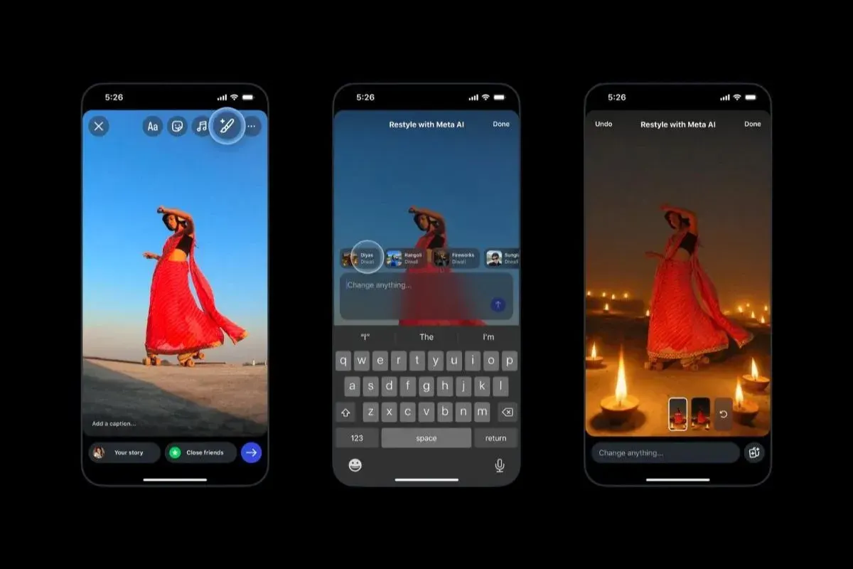 Fitur terbaru Instagram Restyle pakai AI buat edit story. (Sumber: Istimewa)