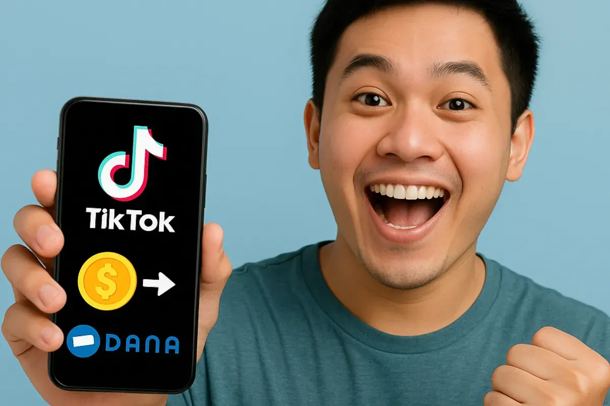 Ilustrasi menukarkan koin TikTok menjadi saldo DANA. (Sumber: Poskota/ChatGPT)