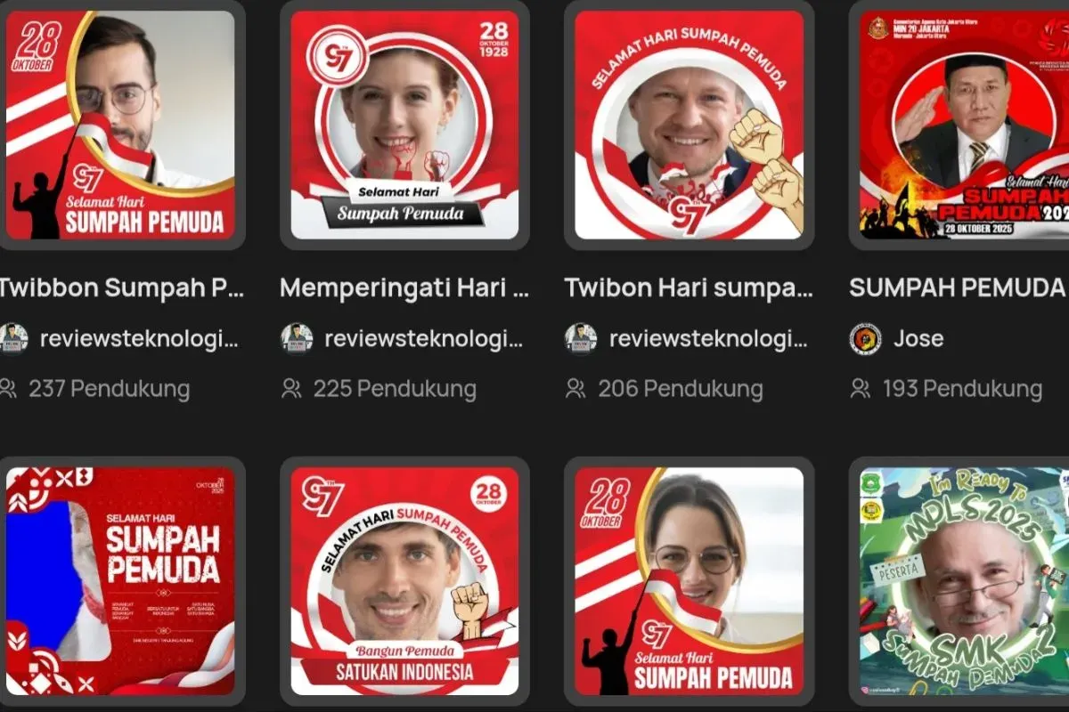 Twibbon Sumpah Pemuda 2025 gratis. (Sumber: tangkapan layar)