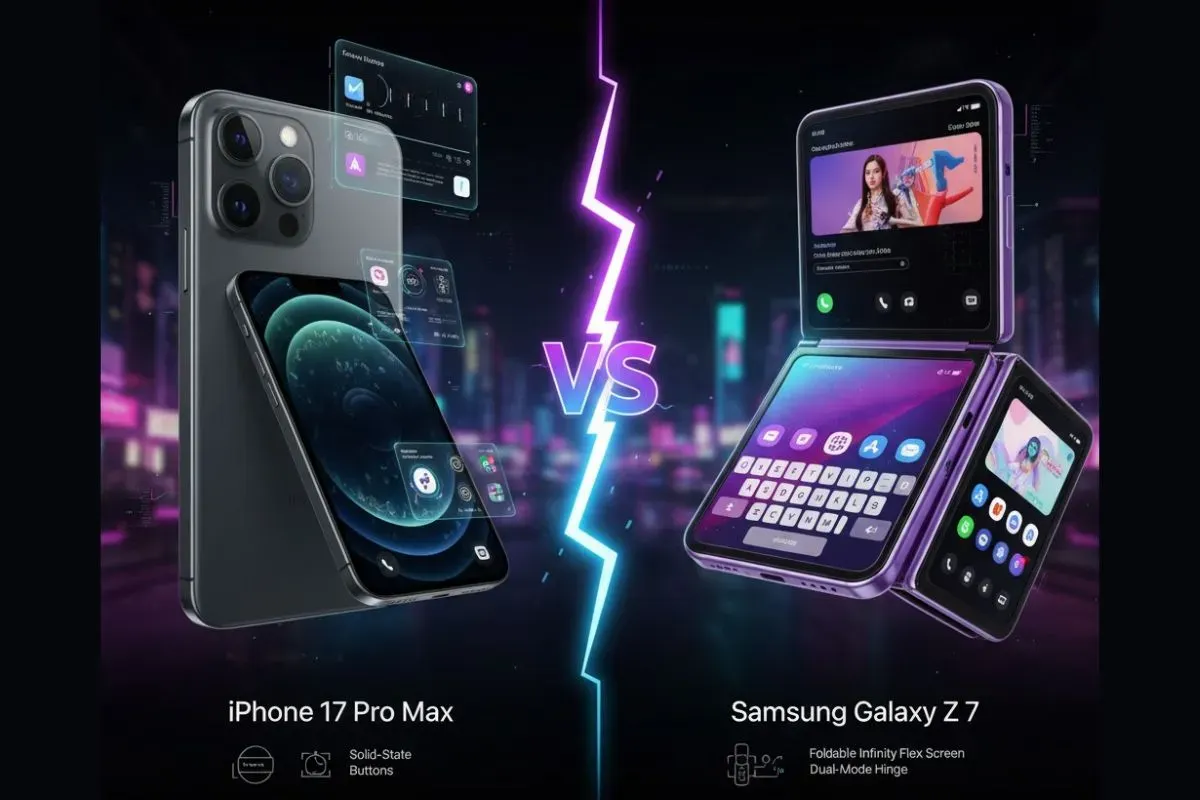 iPhone 17 Pro Max vs Samsung Galaxy Z Flip 7 (Sumber: Gemini AI)