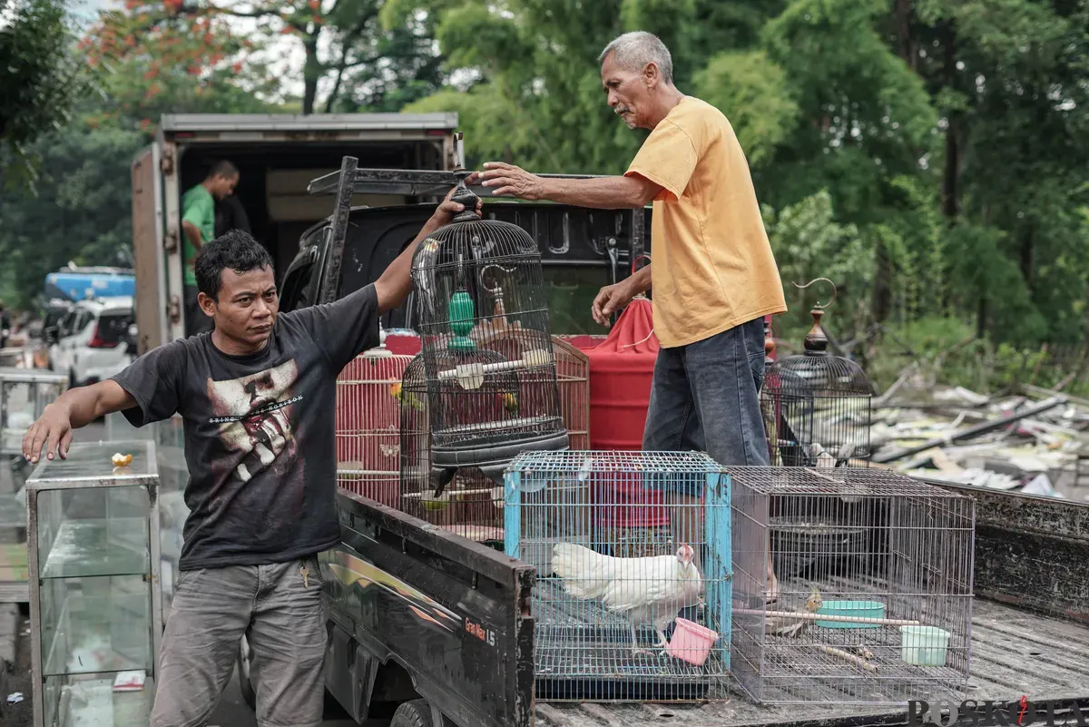 Petugas mengangkut puing-puing saat penertiban kios di Pasar Barito, Jakarta Selatan, Senin, 27 Oktober 2025. (Sumber: Poskota/Bilal Nugraha Ginanjar)