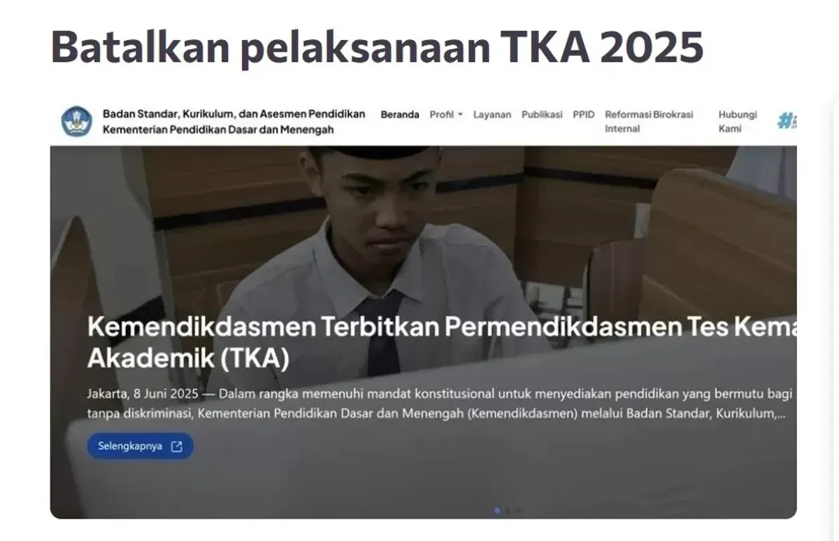 Link petisi batalkan TKA 2025. (Sumber: Website/https://www.change.org/p/batalkan-pelaksanaan-tka-2025)