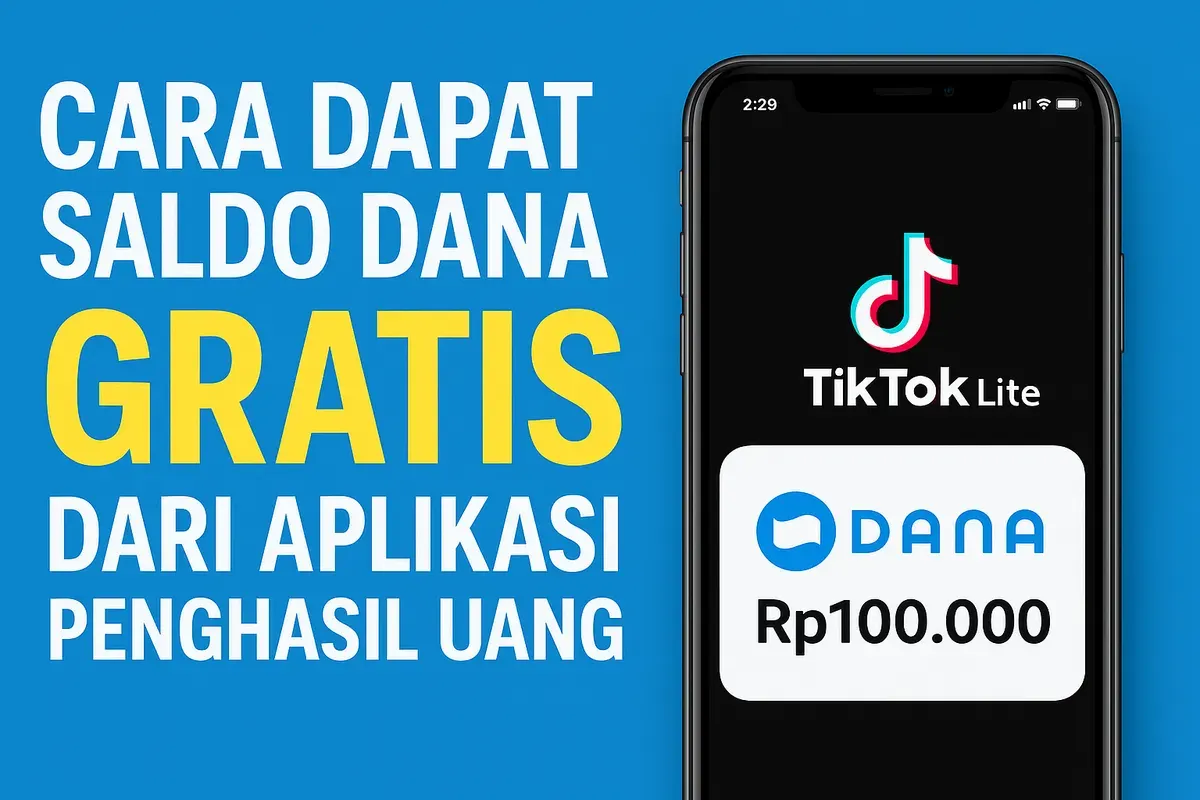 Klaim saldo DANA gratis langsung cair dari aplikasi penghasil uang TikTok Lite (Sumber: AI)