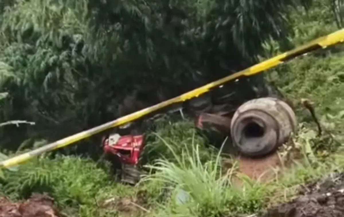 Truk molen terguling ke jurang di Desa Purasari, Kecamatan Leuwiliang, Kabupaten Bogor. (Sumber: Istimewa)