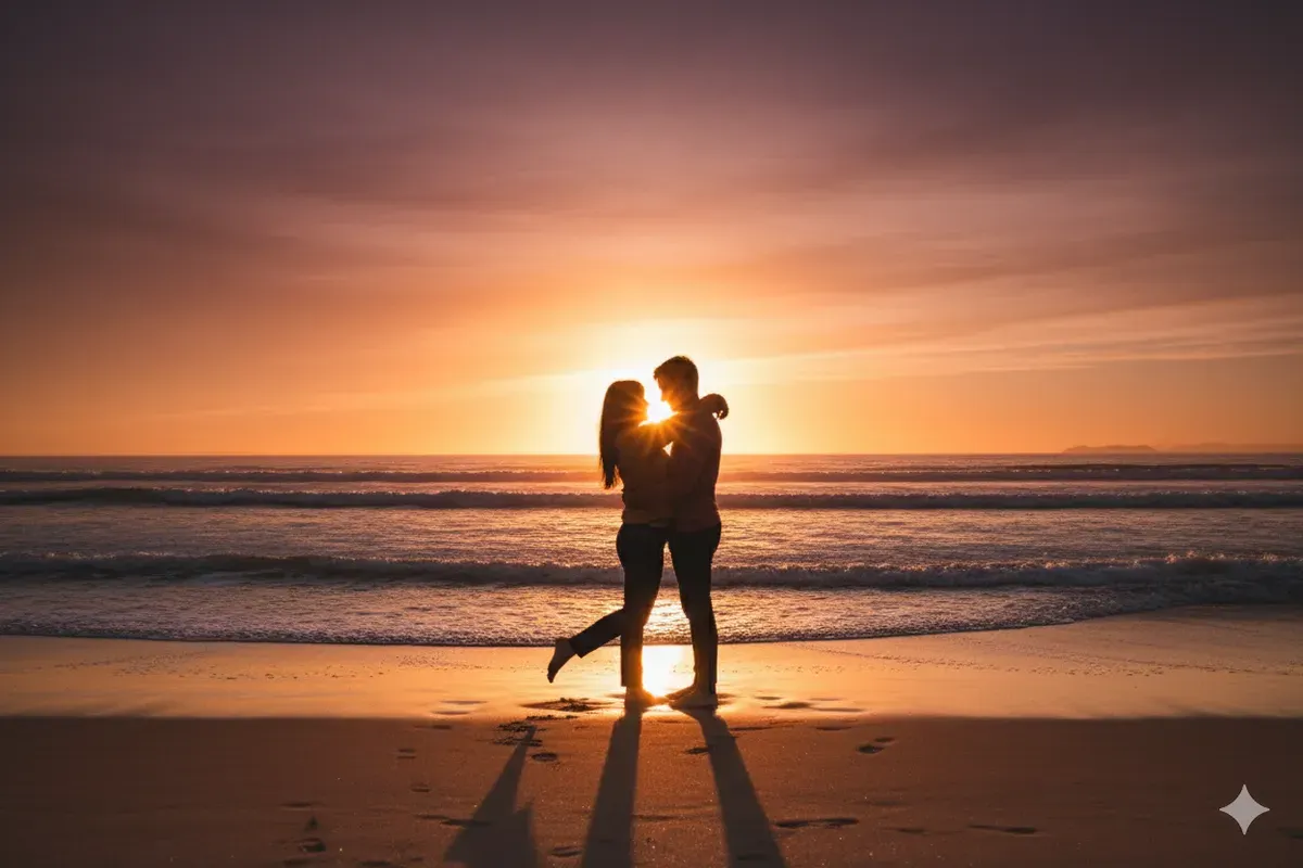 Hasil edit prompt Gemini AI terbaru pasangan di pantai. (Sumber: Freepik)