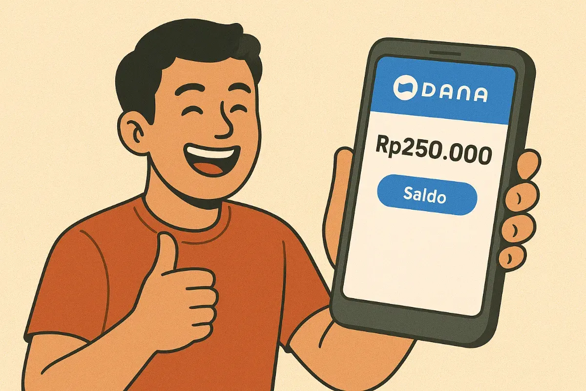 Ilustrasi mendapatkan saldo DANA gratis. (Sumber: Poskota/ChatGPT)