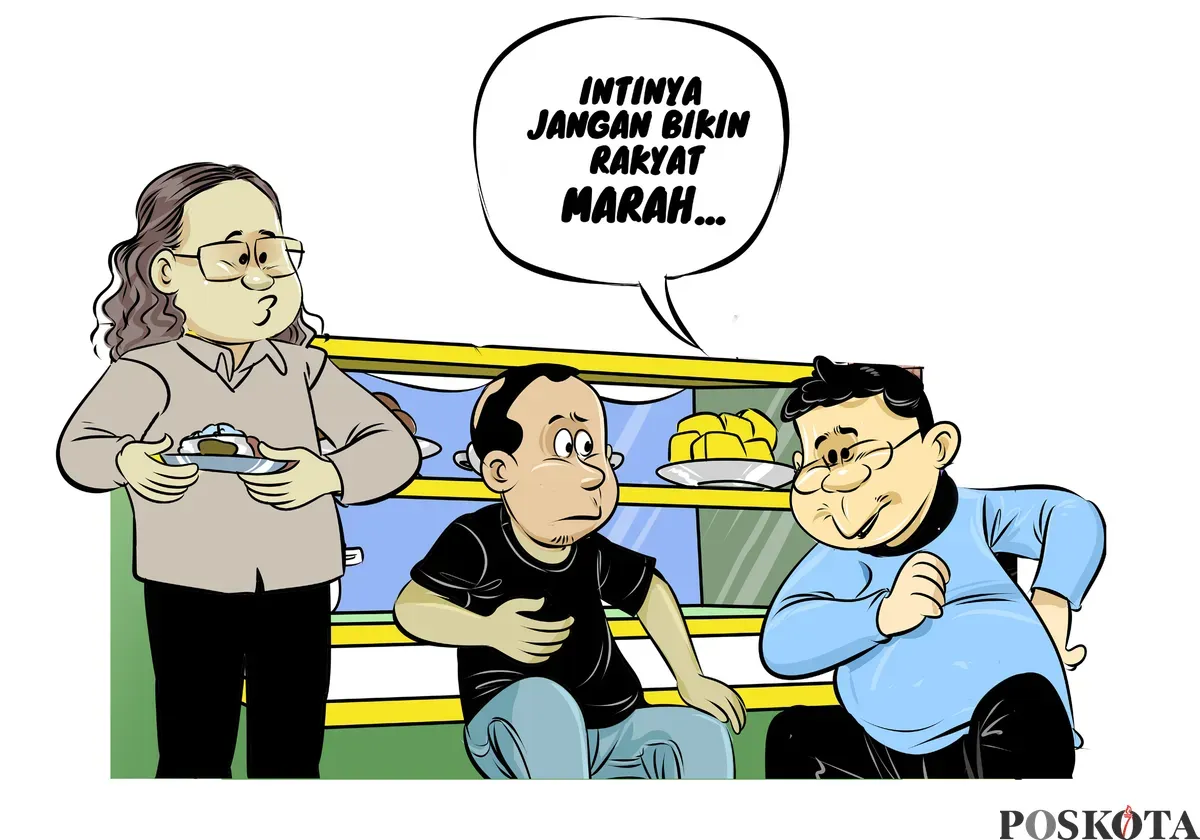 Ilustrasi obrolan warteg, warga mengingatkan pentingnya pejabat berhati-hati berbicara: “Intinya jangan bikin rakyat marah.” (Sumber: Poskota/Arif Setiadi)