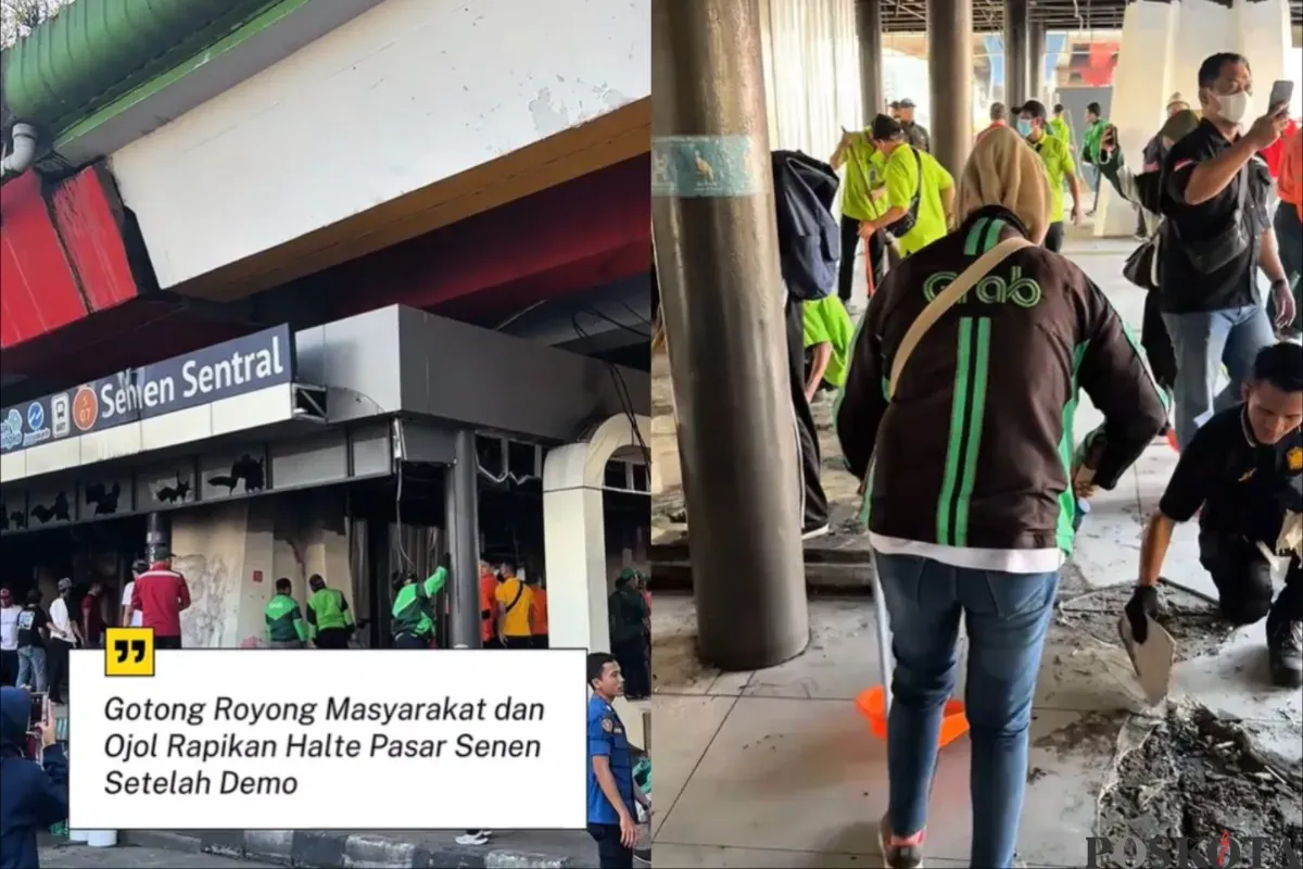 Viral Video Gotong Royong Masyarakat dan Ojol Rapikan Halte Pasar Senen, Netizen: Media Luar Harus Lihat Ini (Sumber: TikTok/jaki.siojol)