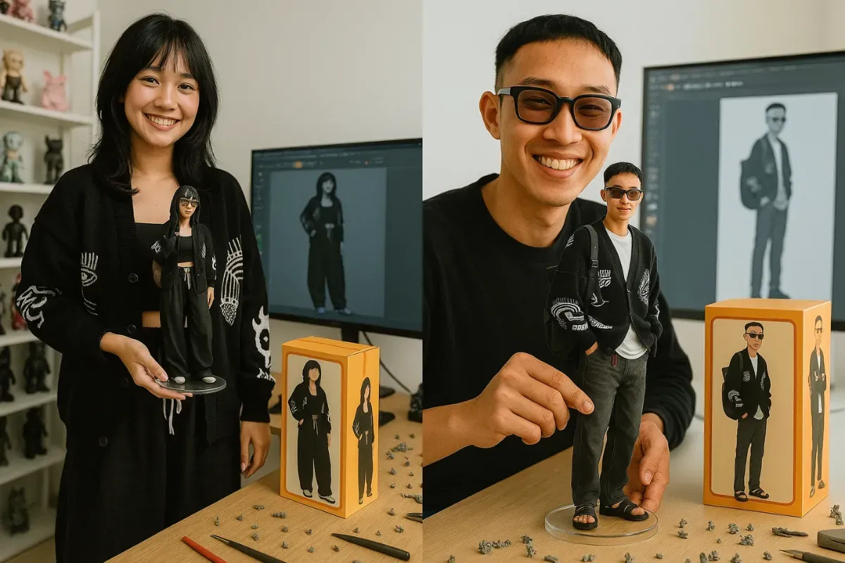 Hasil kreasi miniatur motor dengan efek tilt-shift yang viral di TikTok, dibuat menggunakan LMArena.ai. (Sumber: Istimewa)