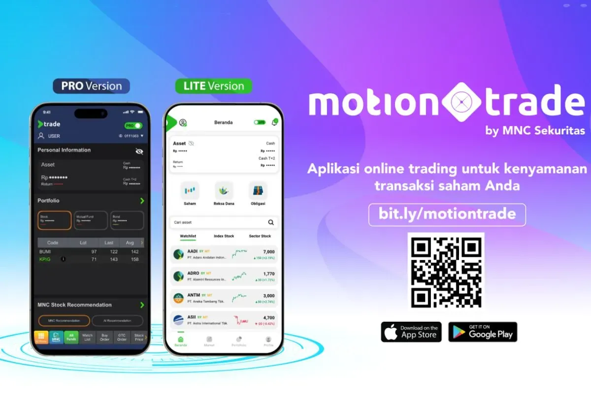 Aplikasi MotionTrade Lite untuk investasi trading saham. (Sumber: Istimewa)
