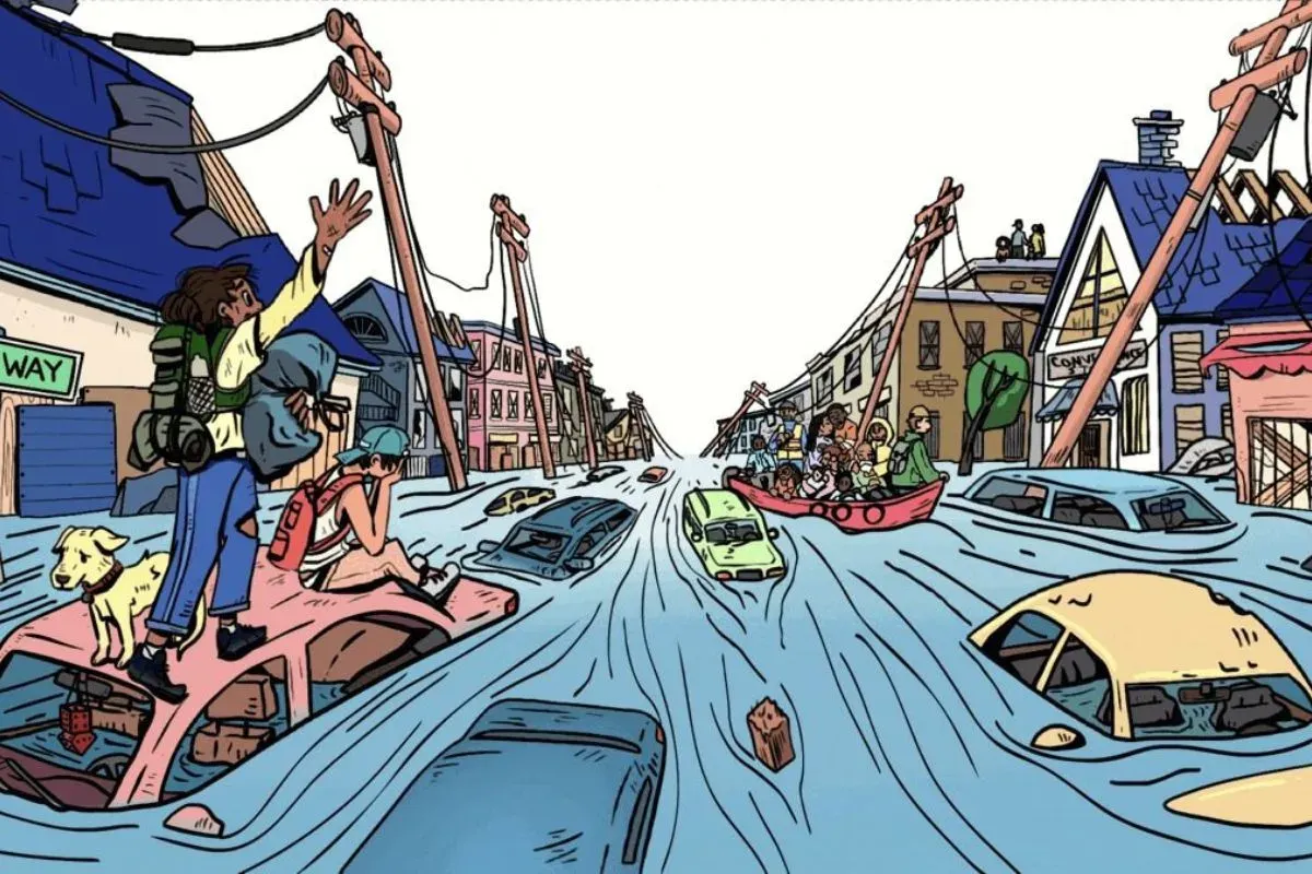 Ilustrasi Banjir (Sumber: Pinterest)