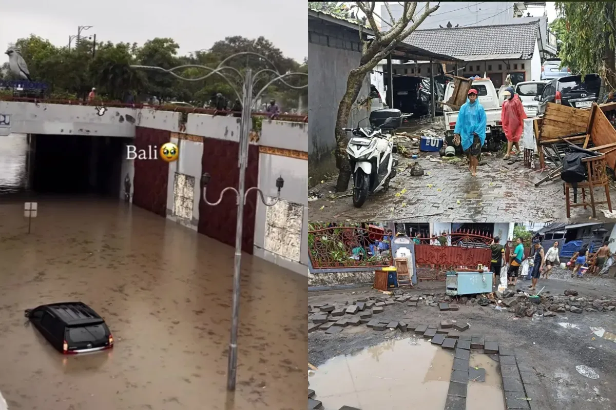Potret situasi banjir yang melanda Bali. (Sumber: Instagram/@infodenpasar)