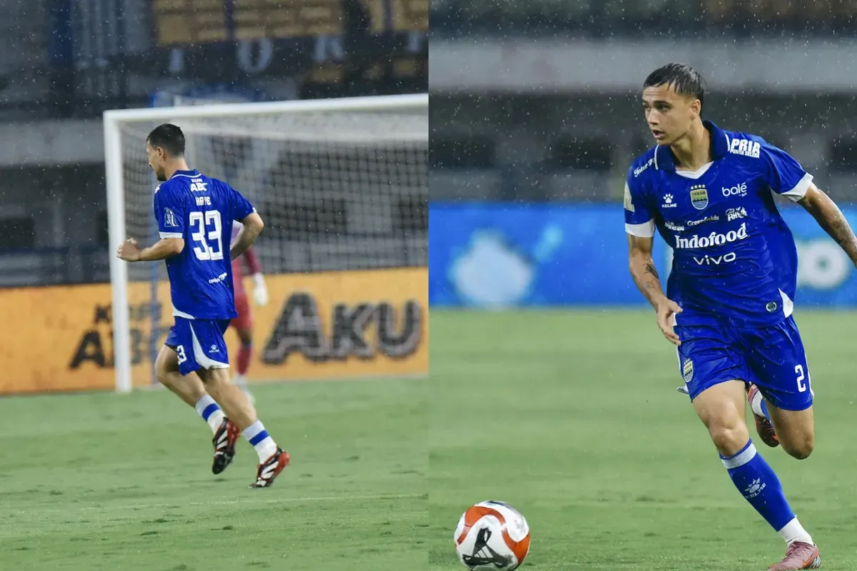 Potret Thom Haye dan Eliano Reijnders yang melakoni debut di Super League 2025/2026 bersama Persib Bandung. (Sumber: Persib)