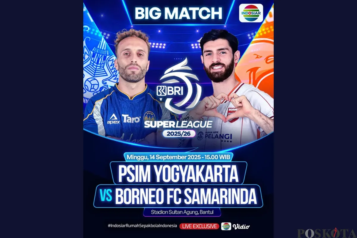 Link Live Streaming PSIM Yogyakarta vs Borneo FC Samarinda Hari Ini 14 September 2025 di Vidio (Sumber: Instagram/sports.indosiar)