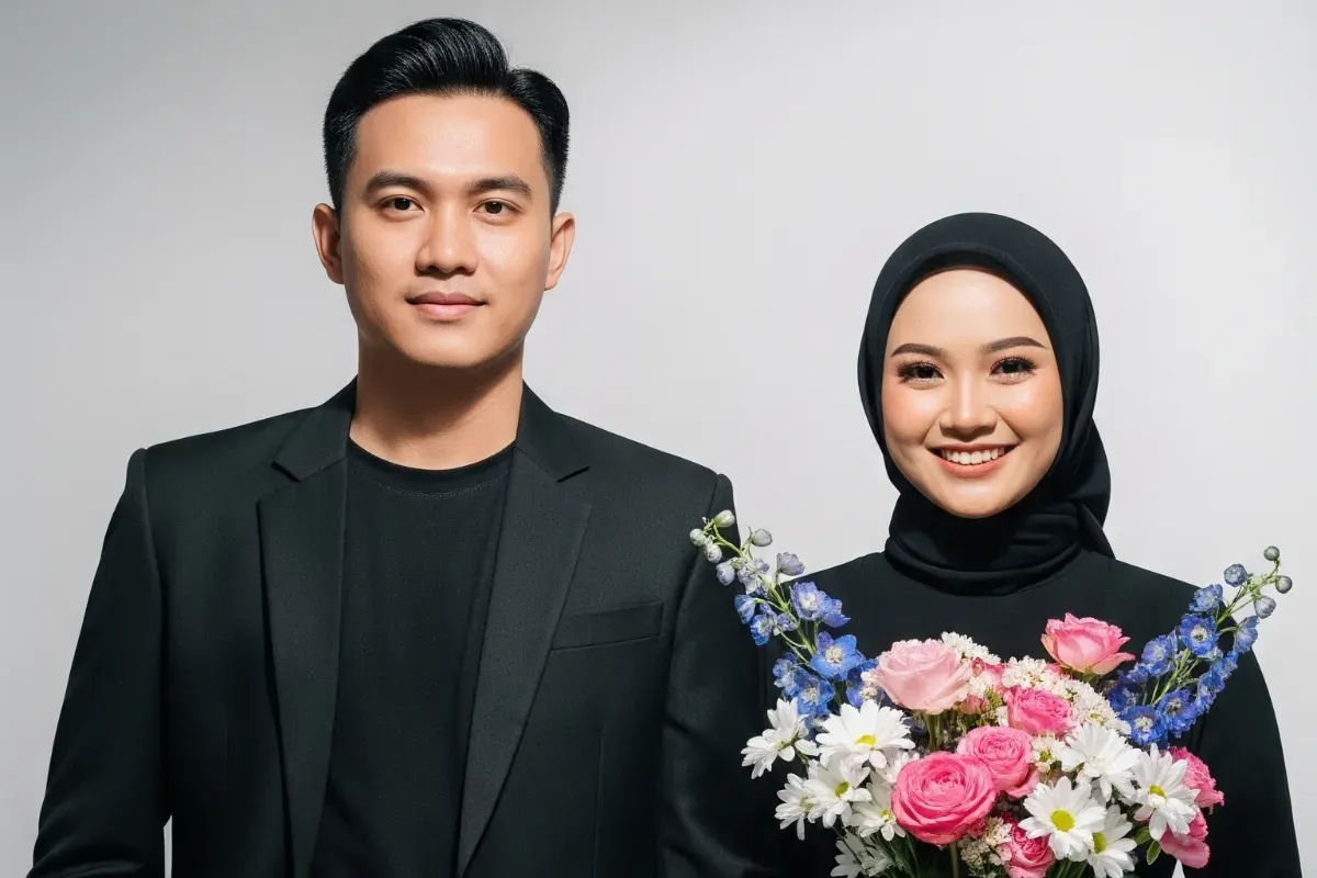 Ilustrasi editing foto wedding menggunakan Gemini AI. (Sumber: Poskota/Gemini AI)