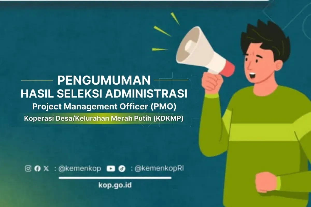 Pengumuman resmi hasil seleksi administrasi PMO Kemenkop tahun 2025. (Sumber: Instagram/@kemenkop)