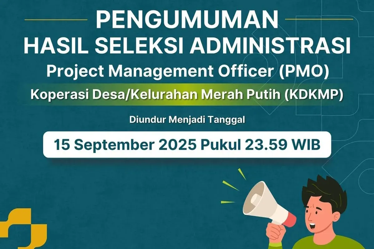 Jadwal terbaru pengumuman hasil seleksi PMO Kemenkop 2025. (Sumber: Instagram/@kemenkop)