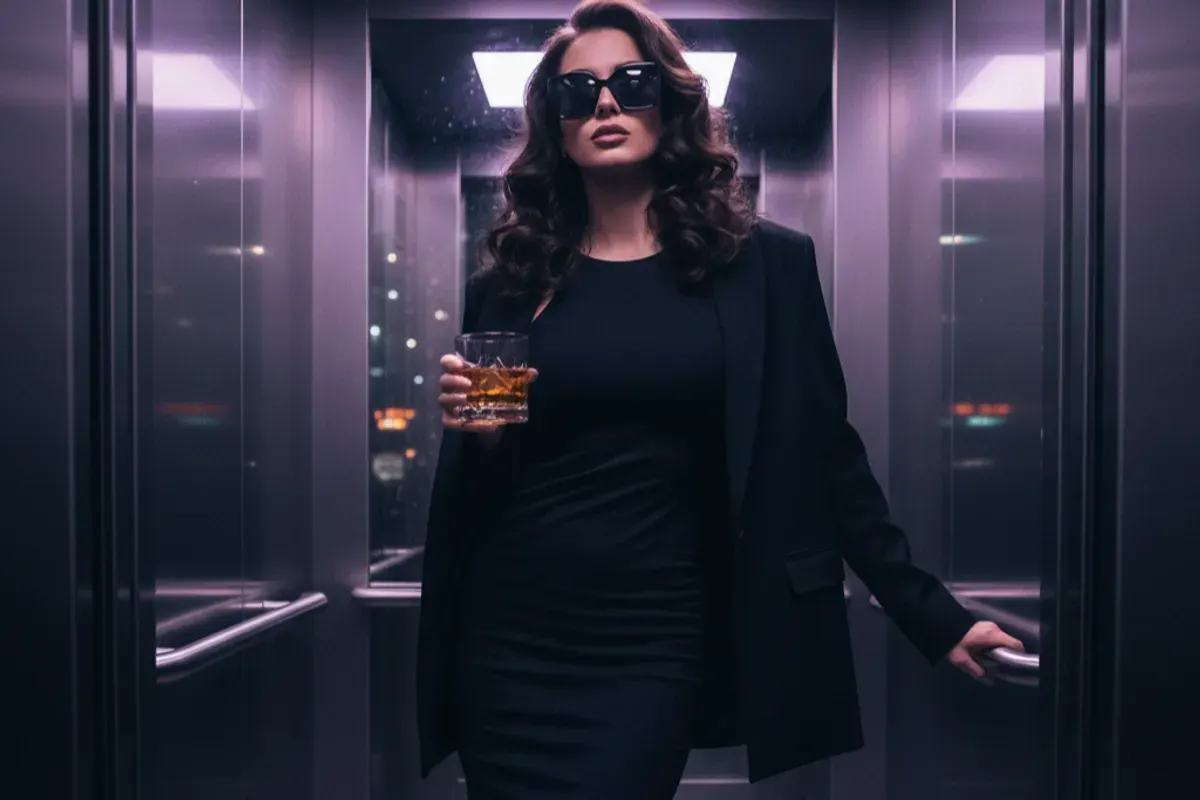 Hasil foto dengan gaya mafia di lift dengan Gemini AI yang sedang viral. (Sumber: Gemini AI)