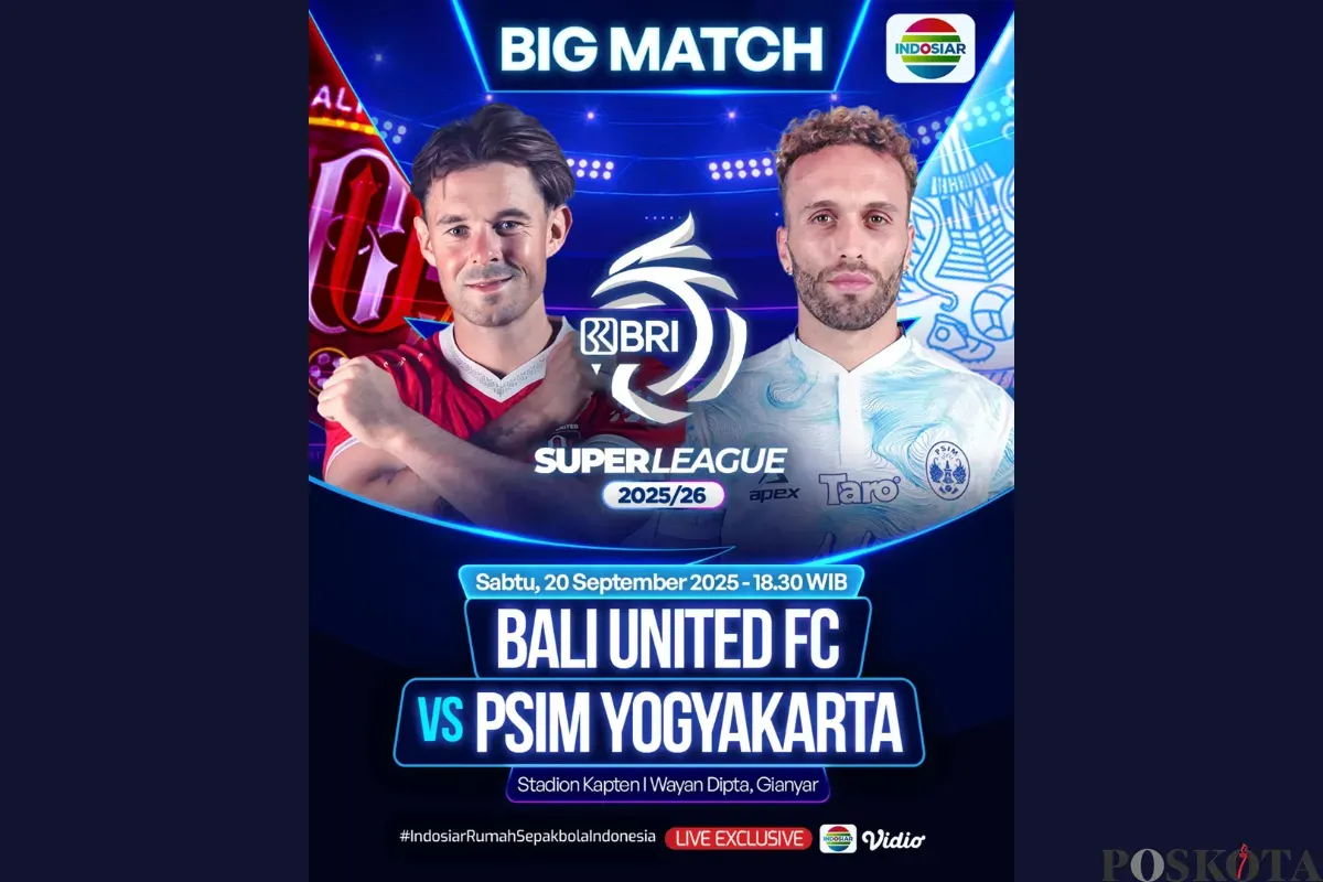 LINK LIVE STREAMING Bali United vs PSIM Yogyakarta Hari Ini 20 September 2025 Kick Off Pukul 19.00 WIB di Indosiar (Sumber: Instagram/sports.indosiar/Edited Muhammad Ibrahim)