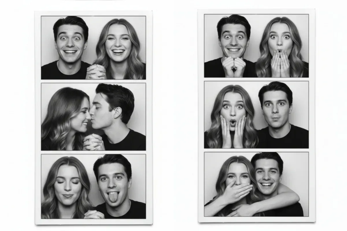 Tren foto pasangan romantis ala photobox dengan Gemini AI. (Sumber: Gemini AI)