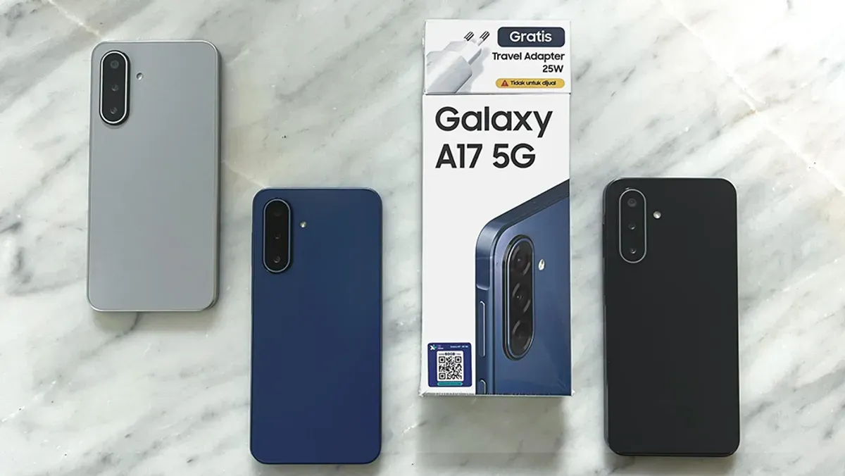 Samsung Galaxy A17 5G hadir dengan desain tipis, layar Super AMOLED 90Hz, kamera 50 MP OIS, serta dukungan update software jangka panjang hingga 6 tahun. (Sumber: Dok/Samsung)