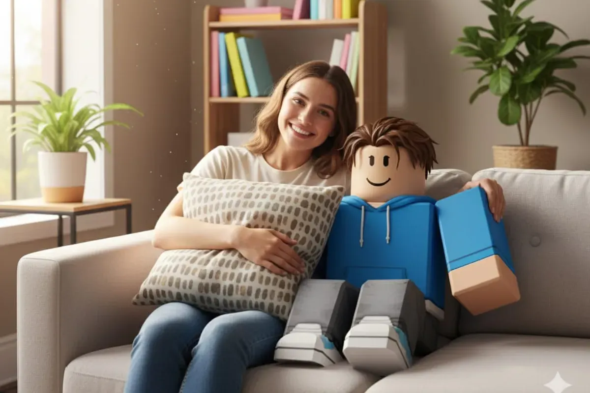 Ilustrasi foto bareng avatar Roblox yang viral di media sosial. (Sumber: Poskota/Gemini AI)