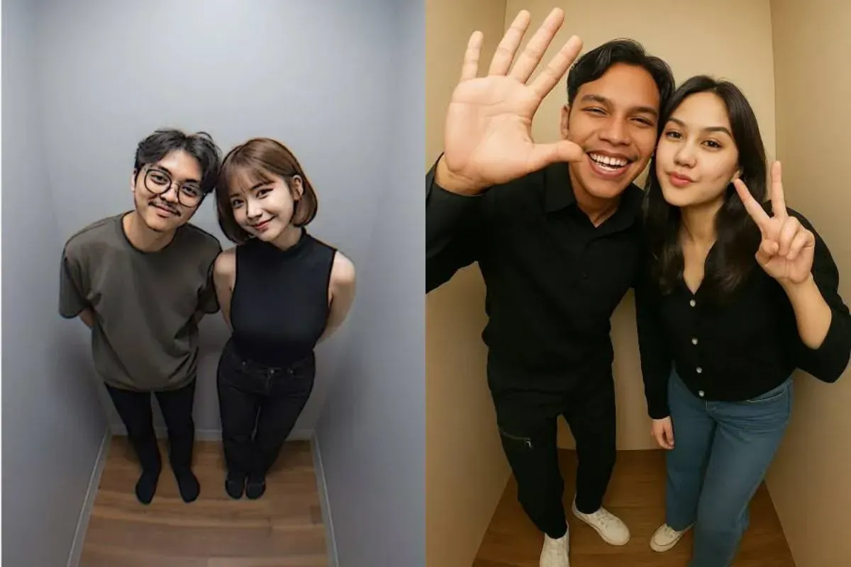 Prompt edit foto AI photobox bareng pacar. (Sumber: TikTok)